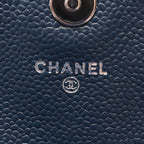 Chanel Shoulder Bag Half Moon CC Logo Navy Caviar Leather CC Chain Wallet — view 5