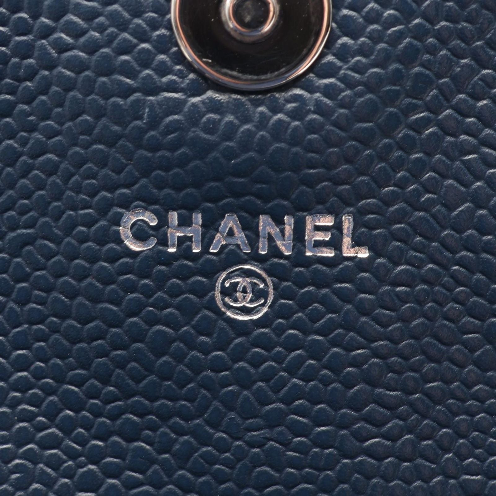 Chanel Shoulder Bag Half Moon CC Logo Navy Caviar Leather CC Chain Wallet — view 5