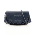 Chanel Shoulder Bag Half Moon CC Logo Navy Caviar Leather CC Chain Wallet