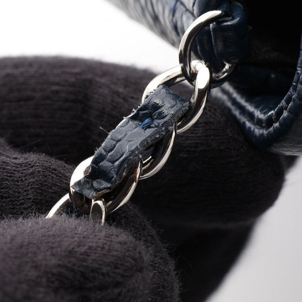 Chanel Shoulder Bag Half Moon CC Logo Navy Caviar Leather CC Chain Wallet — view 8