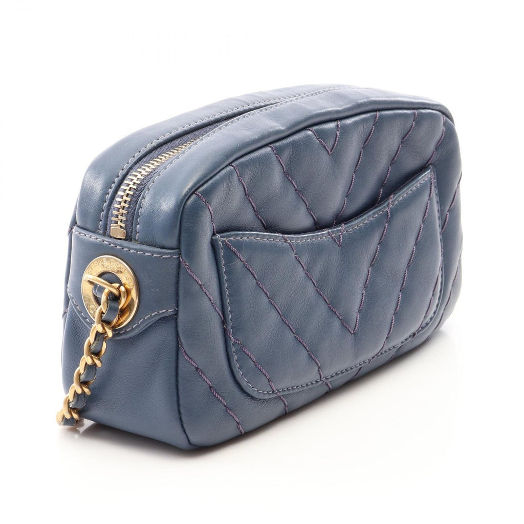 Chanel Shoulder Bag Stitch Che Blanc Smoked Blue Leather Mini Chain — view 2