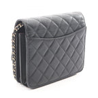 Chanel Shoulder Bag Quilted Black Caviar Leather Chain Wallet — view 2