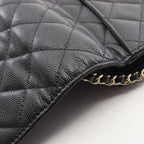 Chanel Shoulder Bag Quilted Black Caviar Leather Chain Wallet — view 8