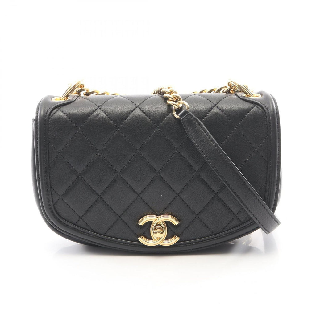 Chanel Shoulder Bag Quilted Black Lambskin Small Chain