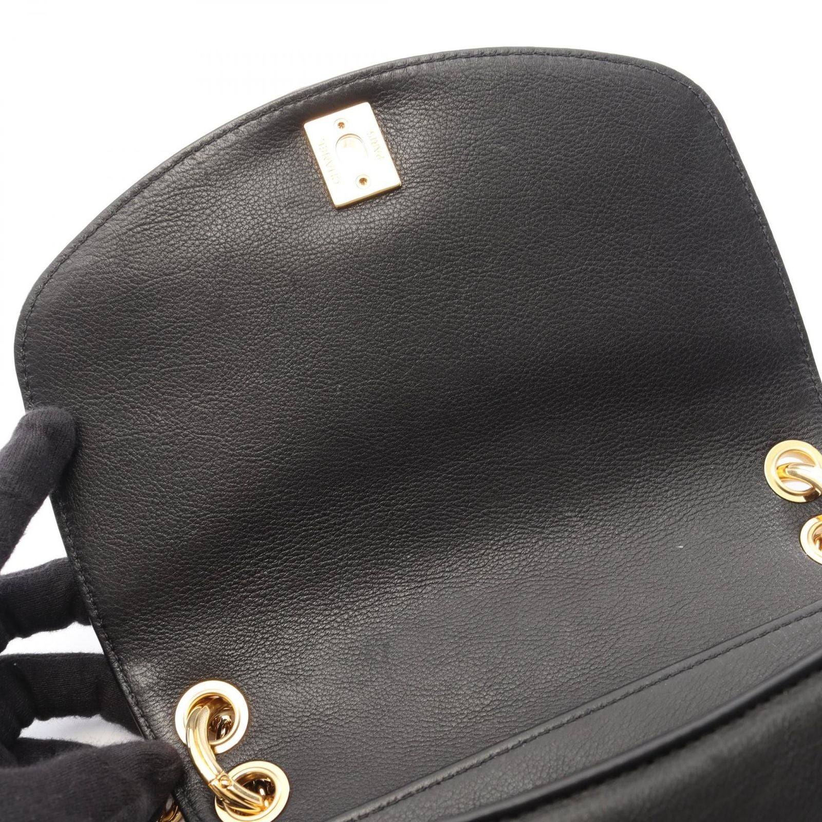 Chanel Shoulder Bag Quilted Black Lambskin Small Chain — view 6