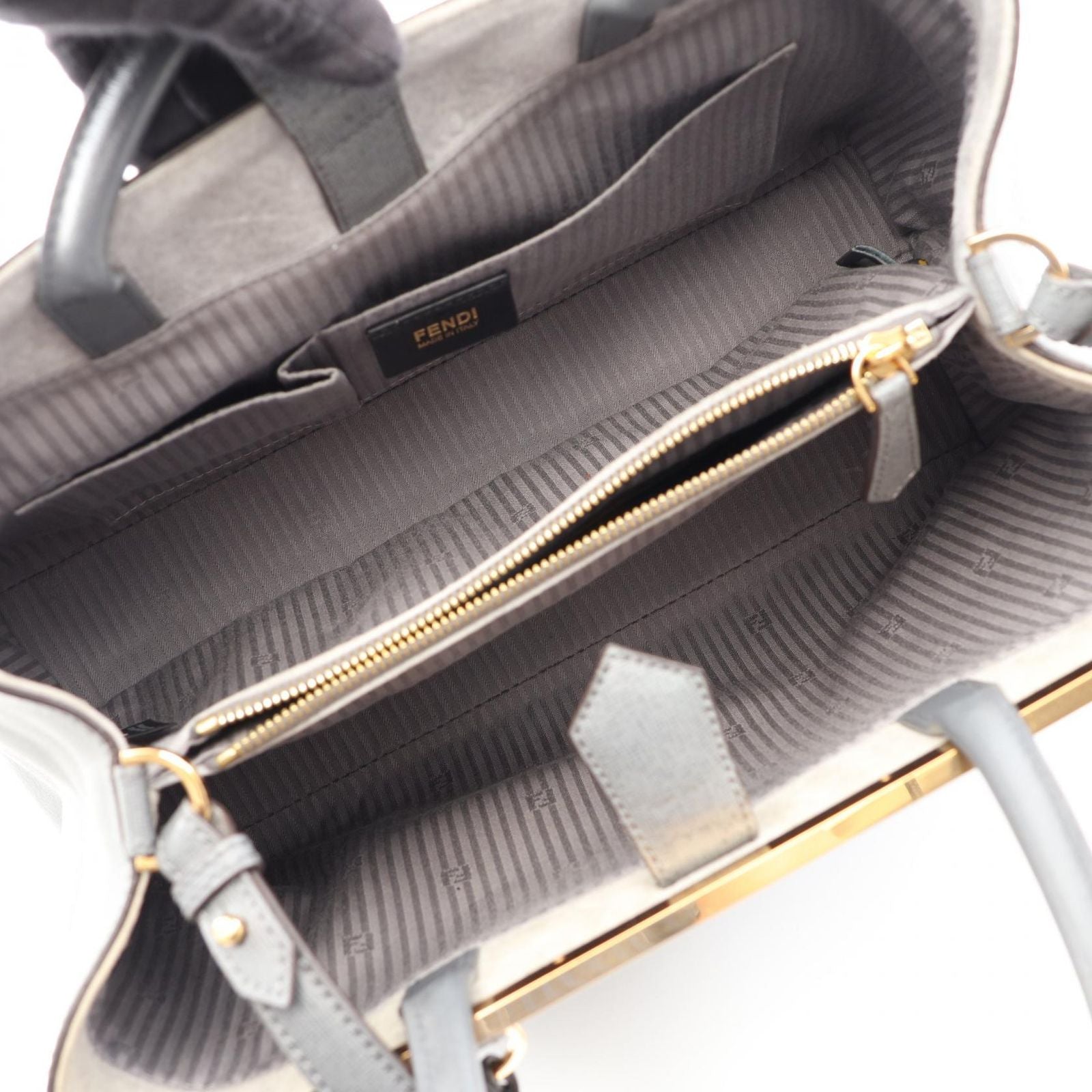 Fendi Handbag 2-Way Gray Leather Toujour — view 3