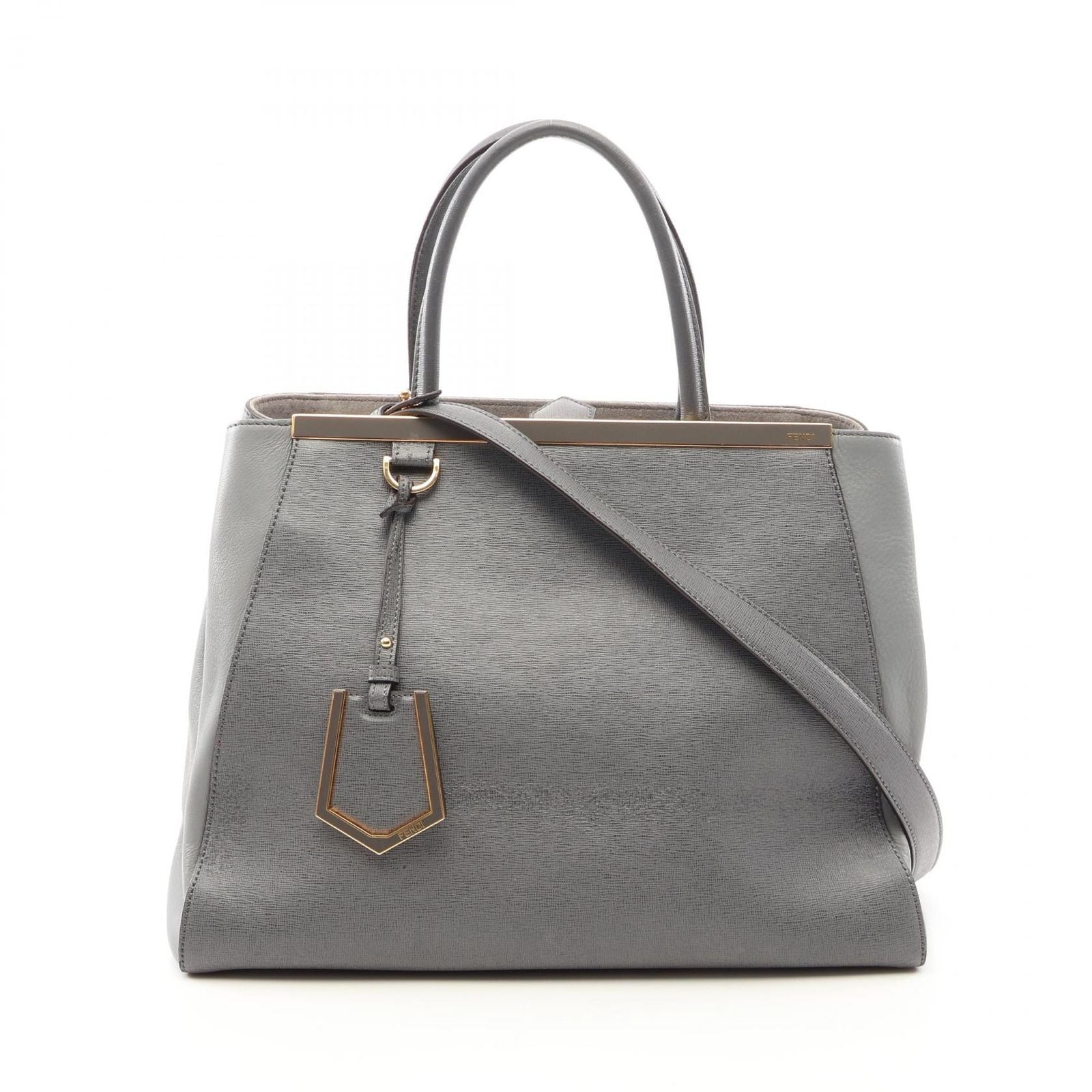 Fendi Handbag 2-Way Gray Leather Toujour
