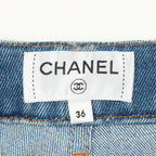 Chanel Denim Pants CC Logo Button Cotton — view 3