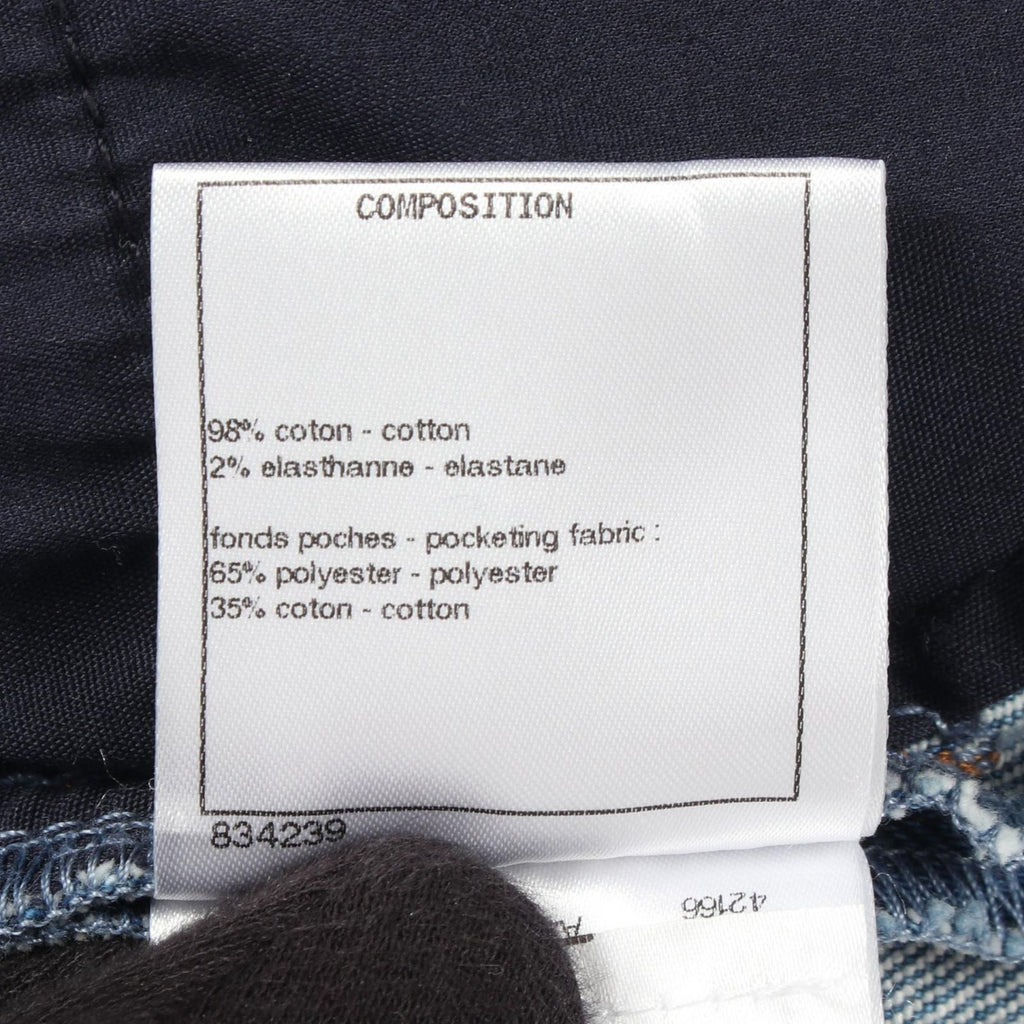 Chanel Denim Pants CC Logo Button Cotton — view 4