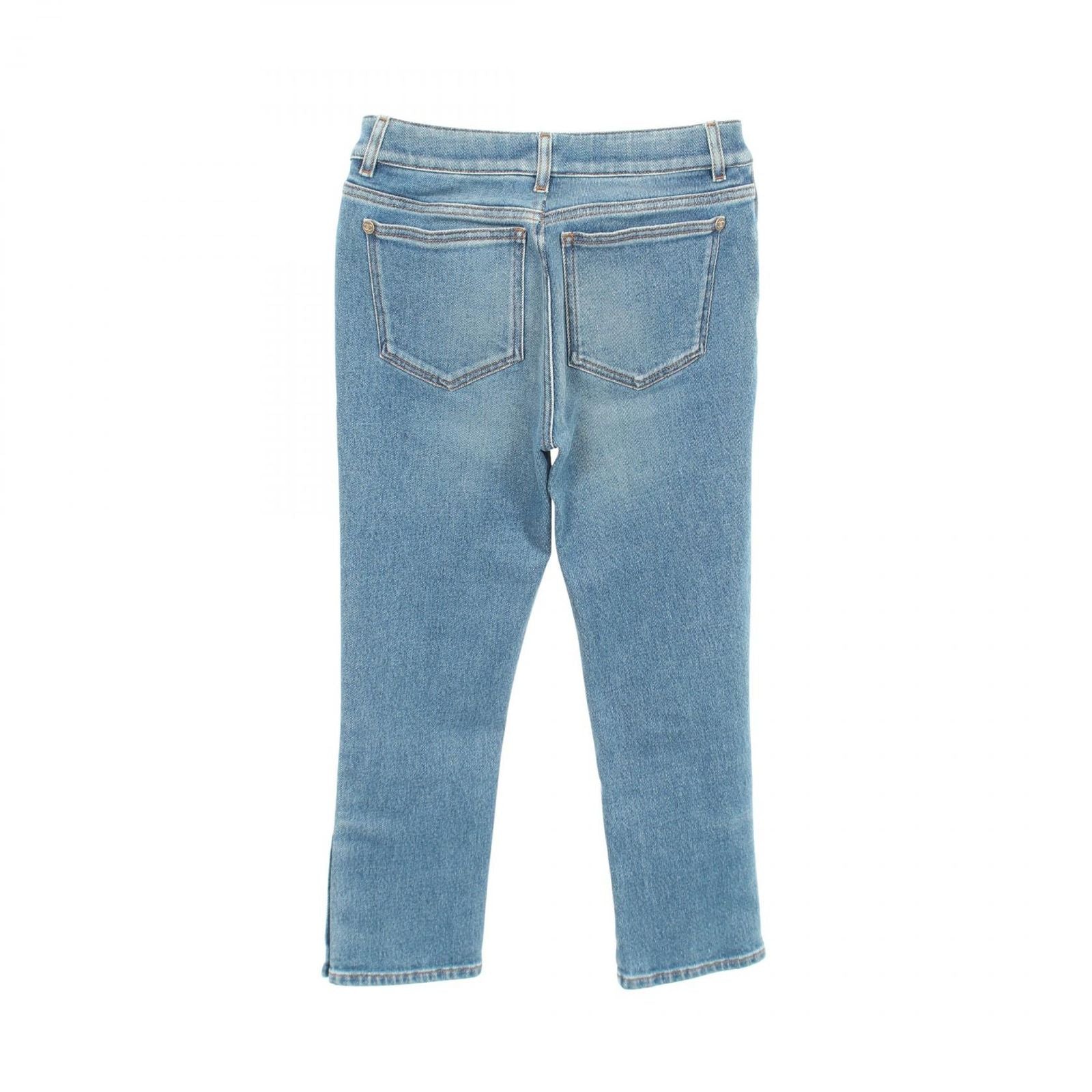 Chanel Denim Pants CC Logo Button Cotton — view 2