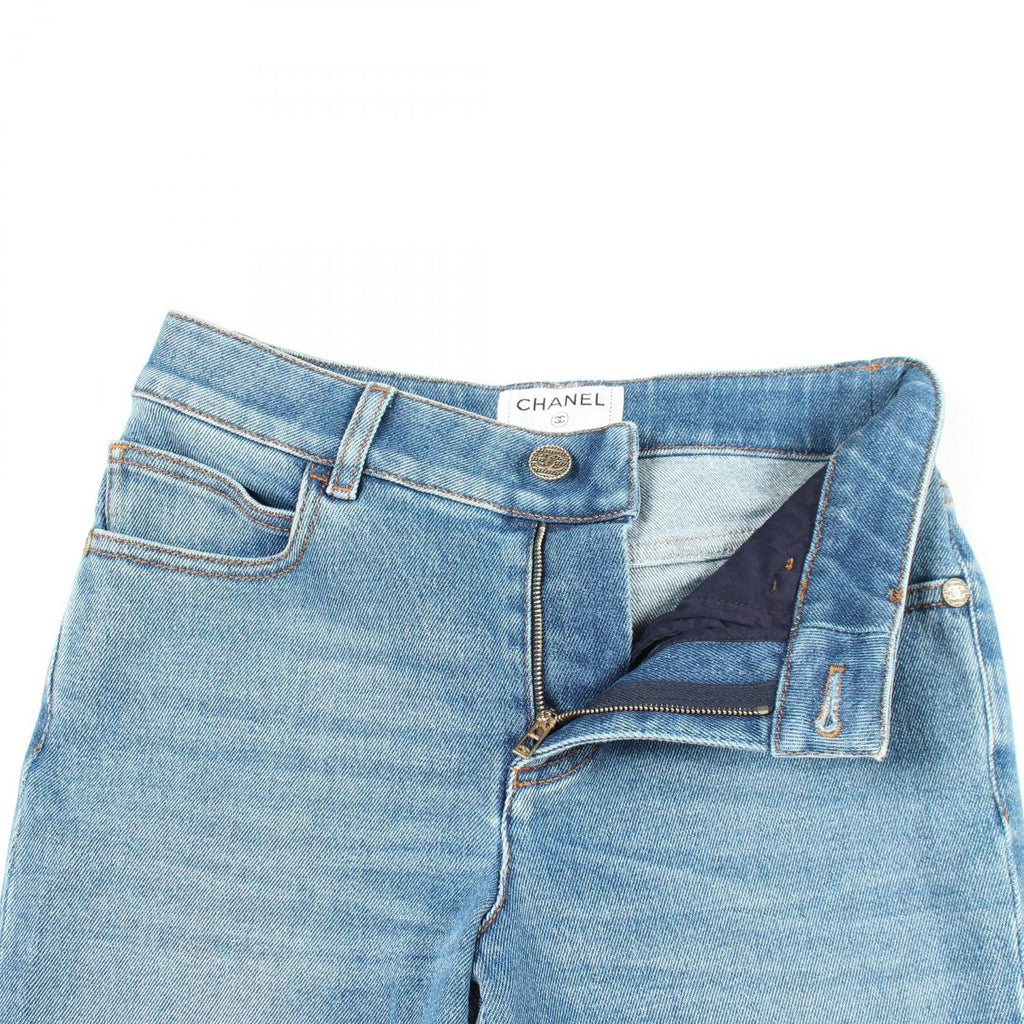 Chanel Denim Pants CC Logo Button Cotton — view 6