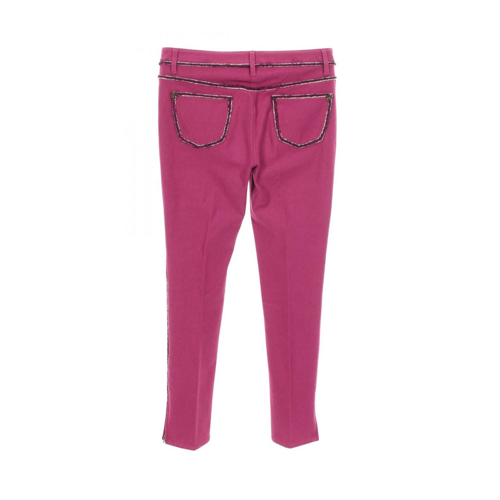 Chanel Pants CC Logo Button Tweed Trim Skinny Cotton — view 2