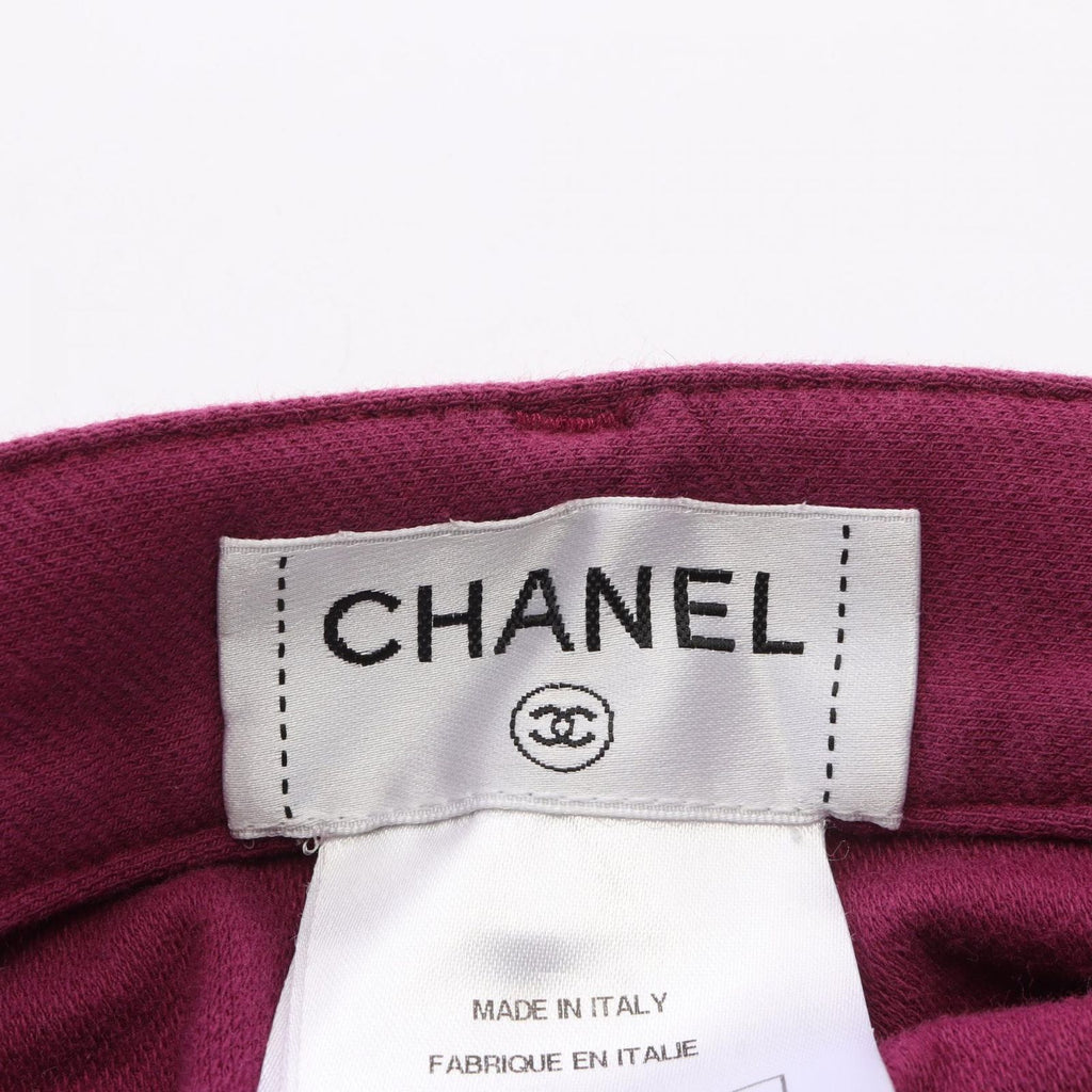 Chanel Pants CC Logo Button Tweed Trim Skinny Cotton — view 3