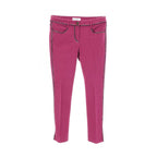 Chanel Pants CC Logo Button Tweed Trim Skinny Cotton