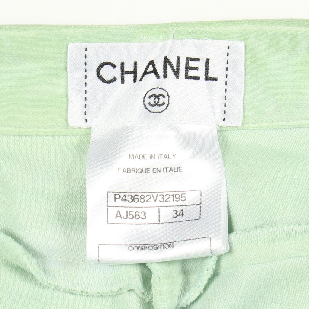 Chanel Pants CC Logo Pearl Button Skinny Cotton — view 3