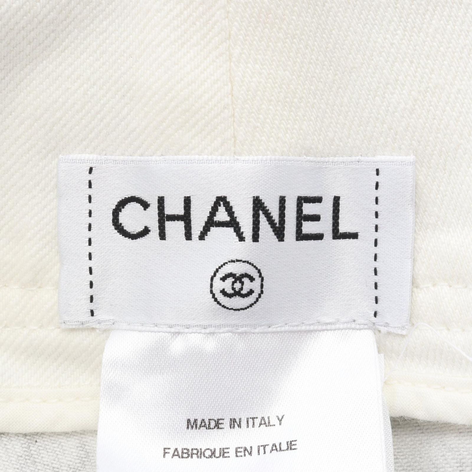 Chanel Denim Pants CC Logo Button Washout Skinny Cotton — view 3