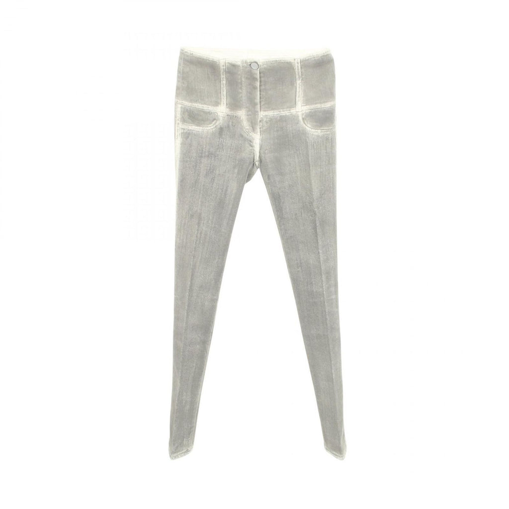 Chanel Denim Pants CC Logo Button Washout Skinny Cotton