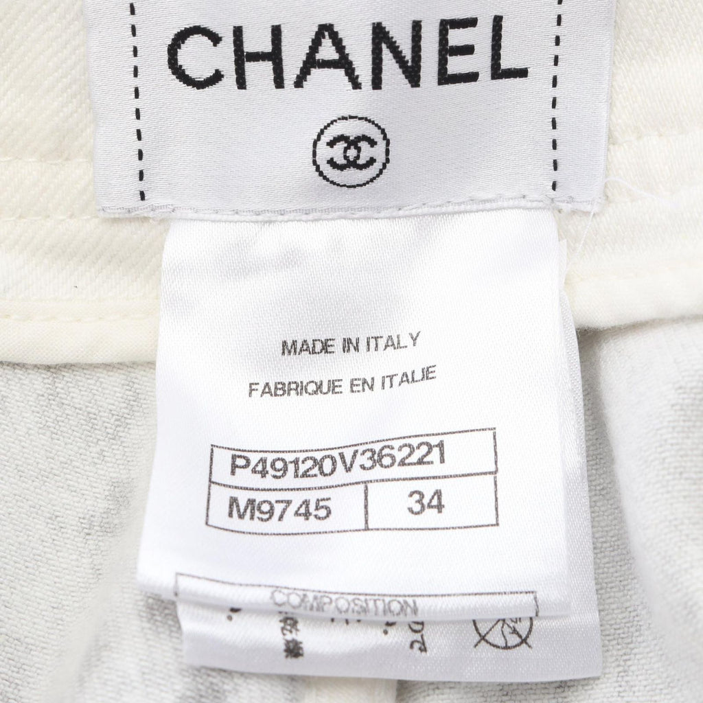 Chanel Denim Pants CC Logo Button Washout Skinny Cotton — view 5