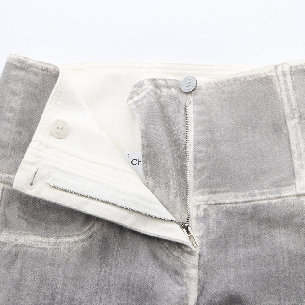 Chanel Denim Pants CC Logo Button Washout Skinny Cotton — view 6
