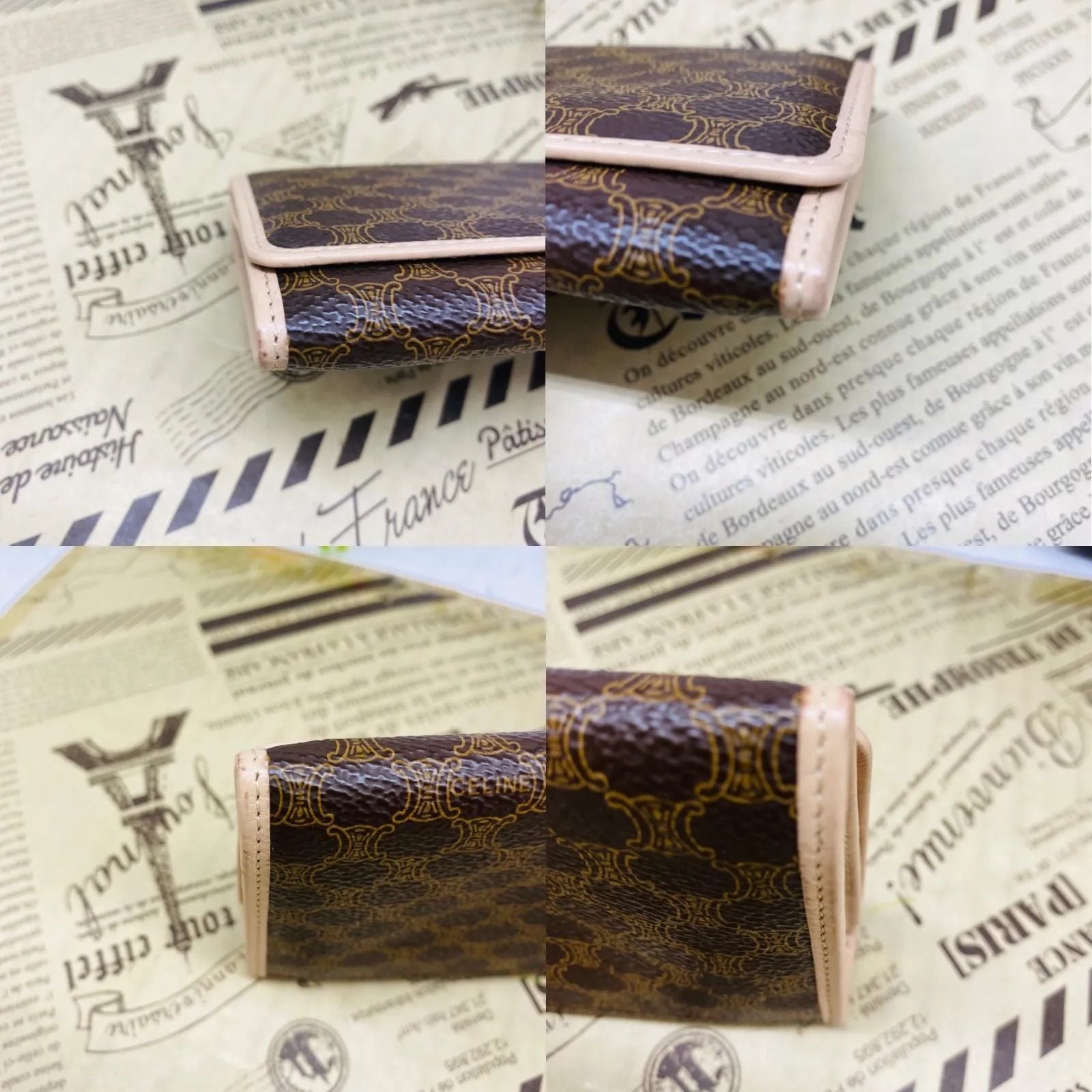 Celine Macadam Pattern Bifold Wallet Vintage Brown — view 5