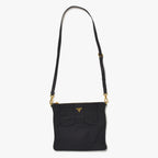 Prada Ribbon Shoulder Bag Triangle Logo Nylon Black Gold — view 4