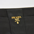Prada Ribbon Shoulder Bag Triangle Logo Nylon Black Gold — view 5