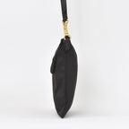 Prada Ribbon Shoulder Bag Triangle Logo Nylon Black Gold — view 3