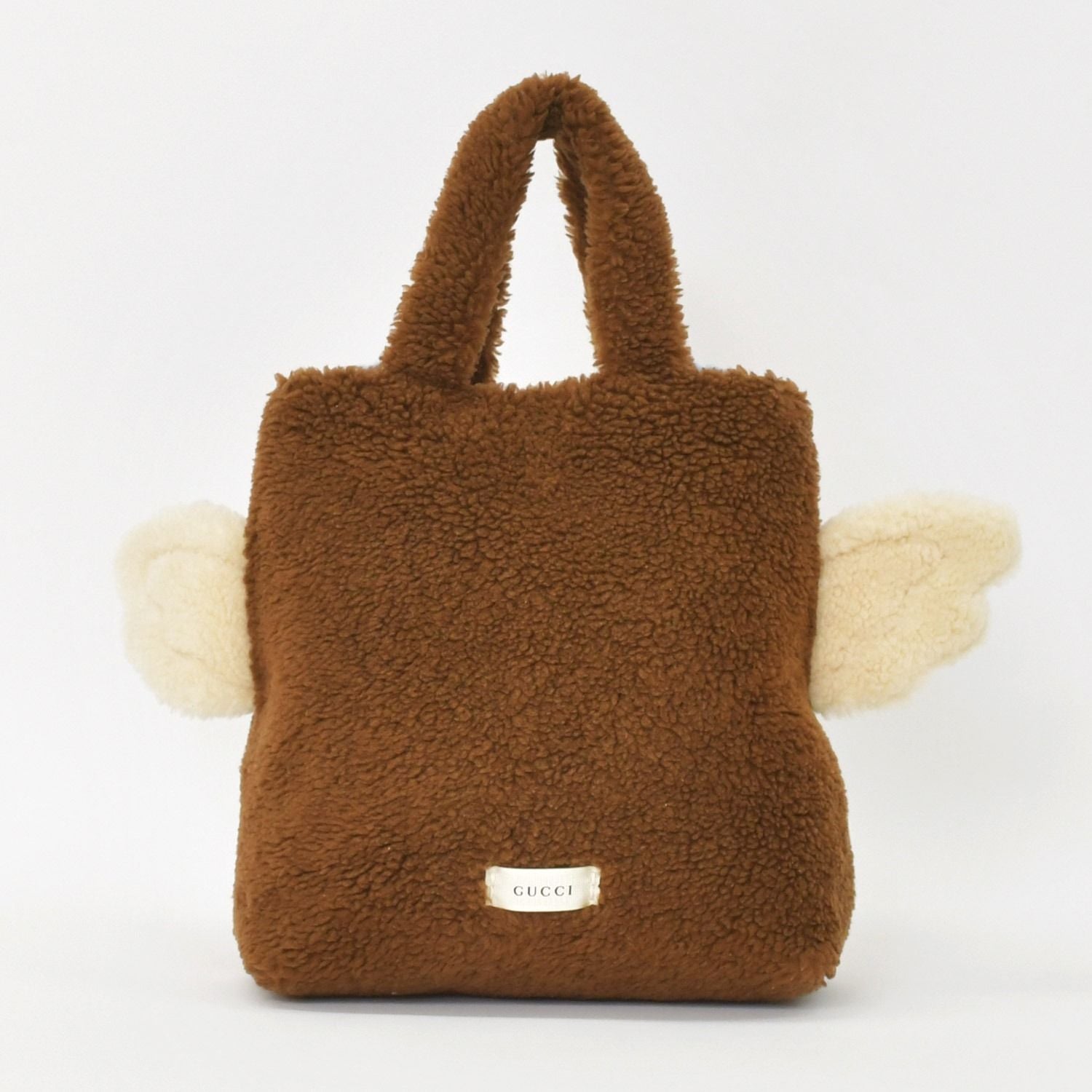 Gucci Fleece Handbag Brown Silver — view 2