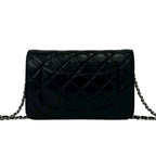 Chanel Card Present Quilted CC Logo Lambskin Shoulder Bag Pochette Black — view 3