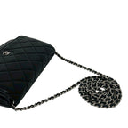 Chanel Card Present Quilted CC Logo Lambskin Shoulder Bag Pochette Black — view 4
