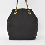 Prada Tote Bag Triangle Logo Nylon Black Gold — view 2