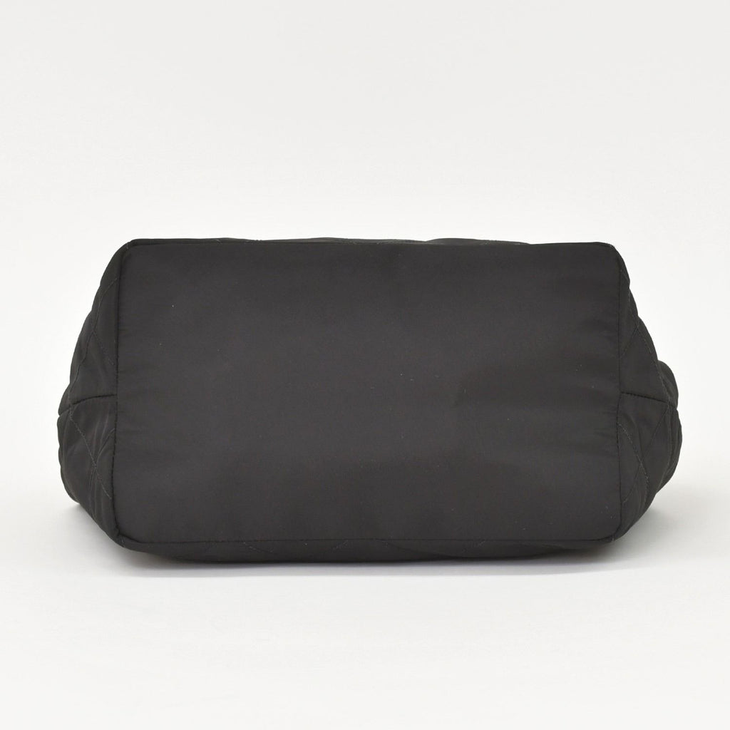Prada Tote Bag Triangle Logo Nylon Black Gold — view 8