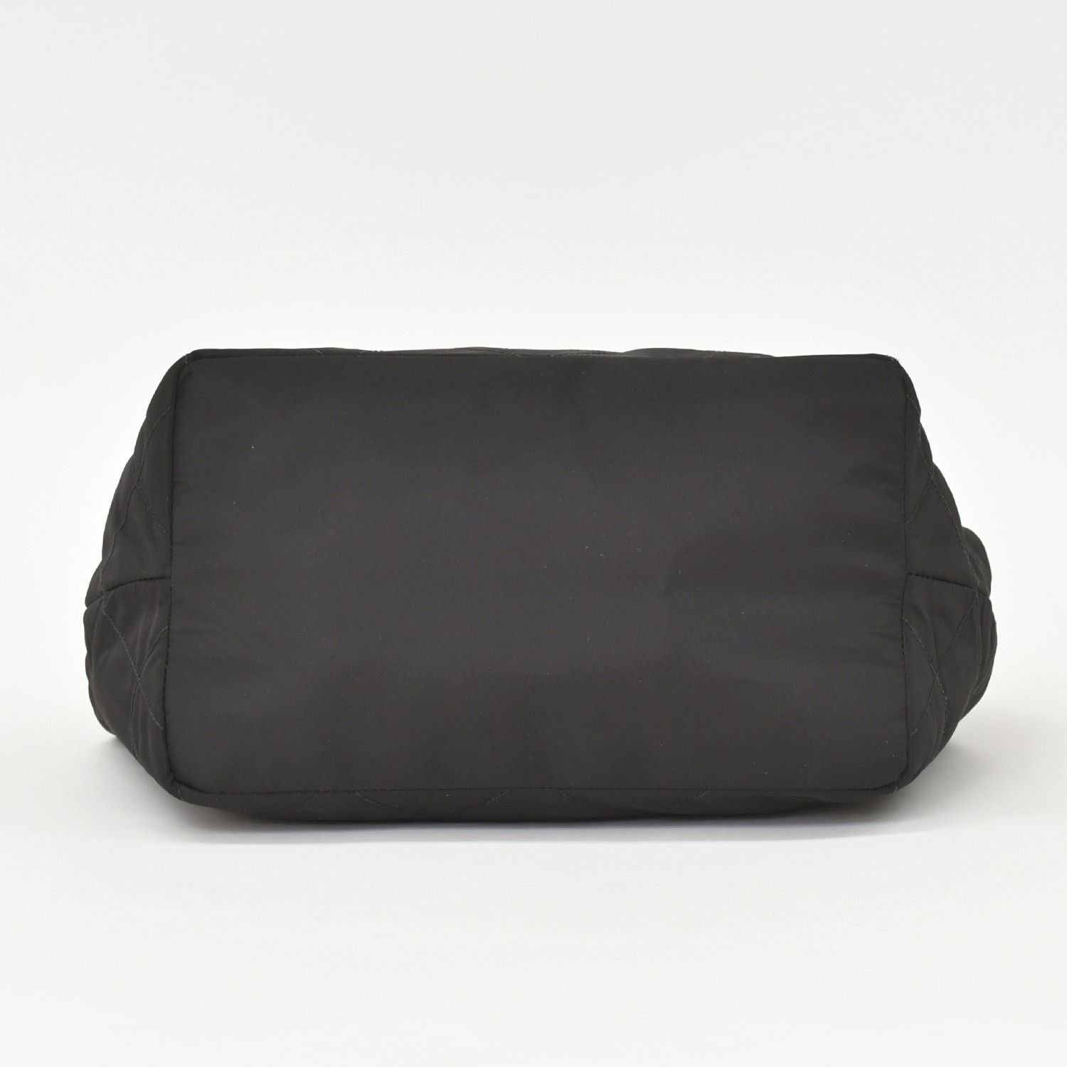 Prada Tote Bag Triangle Logo Nylon Black Gold — view 8