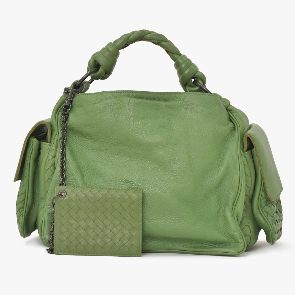Bottega Veneta Intrecciato Handbag Khaki Calfskin