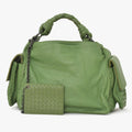 Bottega Veneta Intrecciato Handbag Khaki Calfskin