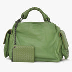 Bottega Veneta Intrecciato Handbag Khaki Calfskin