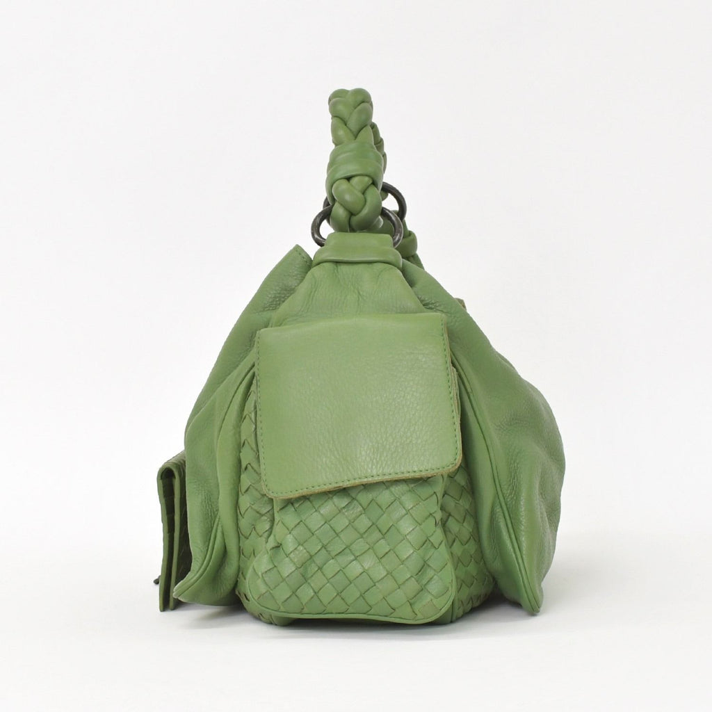 Bottega Veneta Intrecciato Handbag Khaki Calfskin — view 3