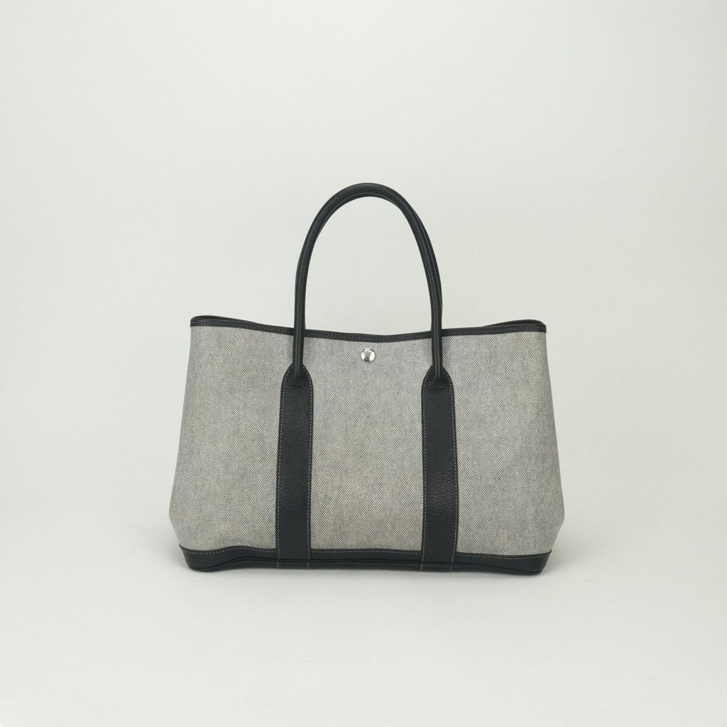 Hermes Garden Party PM 36 Tote Buffalo Noir Black Silver Handbag
