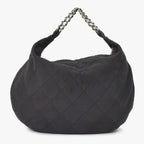 Chanel Chain Handle Handbag CC Logo Charm Quilted Black Canvas Silver — view 2