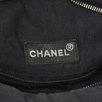 Chanel Chain Handle Handbag CC Logo Charm Quilted Black Canvas Silver — view 7