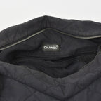 Chanel Chain Handle Handbag CC Logo Charm Quilted Black Canvas Silver — view 8