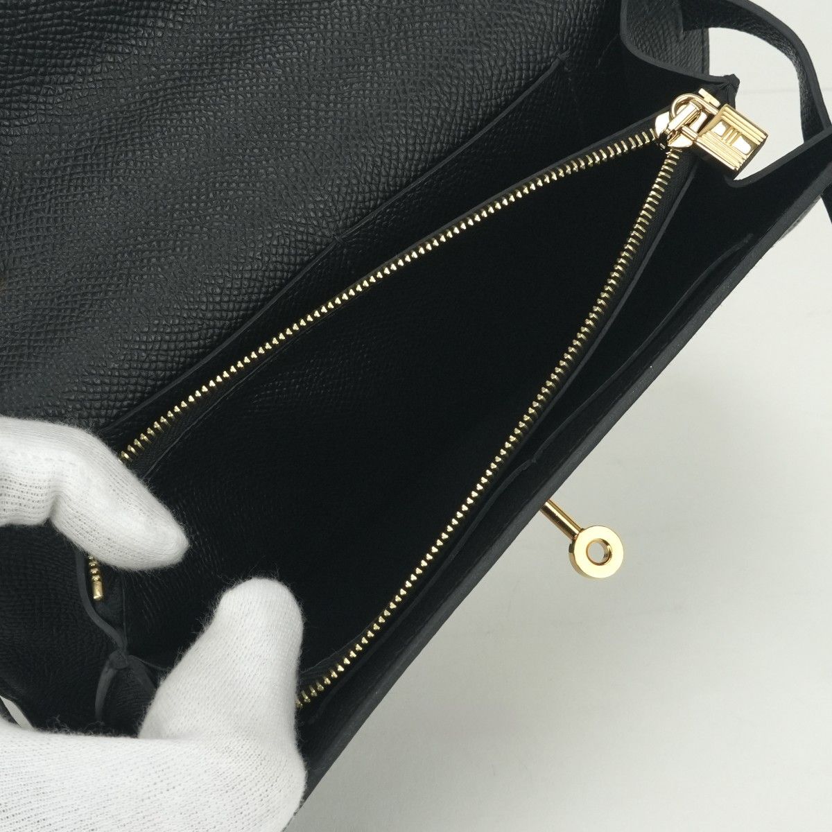 Hermes Kelly Wallet To Go Epsom Noir Black Gold Veau — view 8