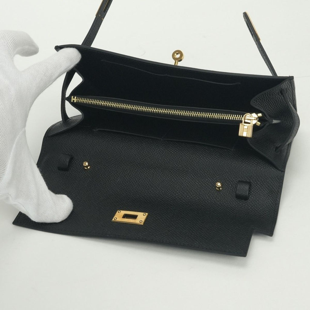 Hermes Kelly Wallet To Go Epsom Noir Black Gold Veau — view 7