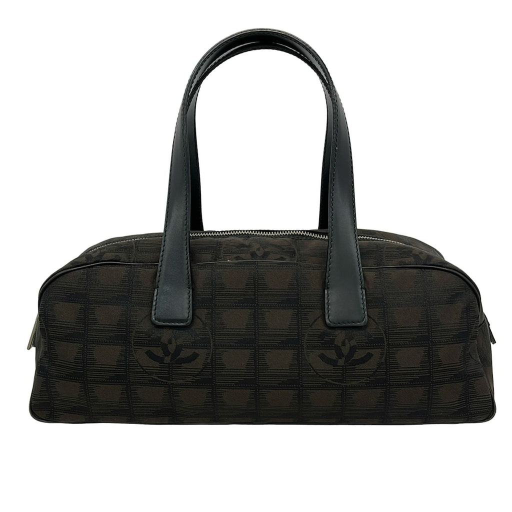 Chanel Handbag New Travel Line Dark Brown Black Leather