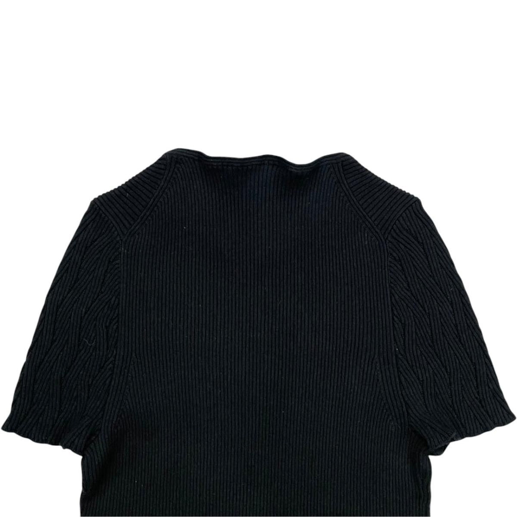 Chanel Short Sleeve Sweater CC Logo Flare Summer Knit 40 Cotton Black — view 5