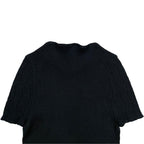 Chanel Short Sleeve Sweater CC Logo Flare Summer Knit 40 Cotton Black — view 5