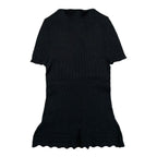 Chanel Short Sleeve Sweater CC Logo Flare Summer Knit 40 Cotton Black — view 2