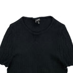 Chanel Short Sleeve Sweater CC Logo Flare Summer Knit 40 Cotton Black — view 3