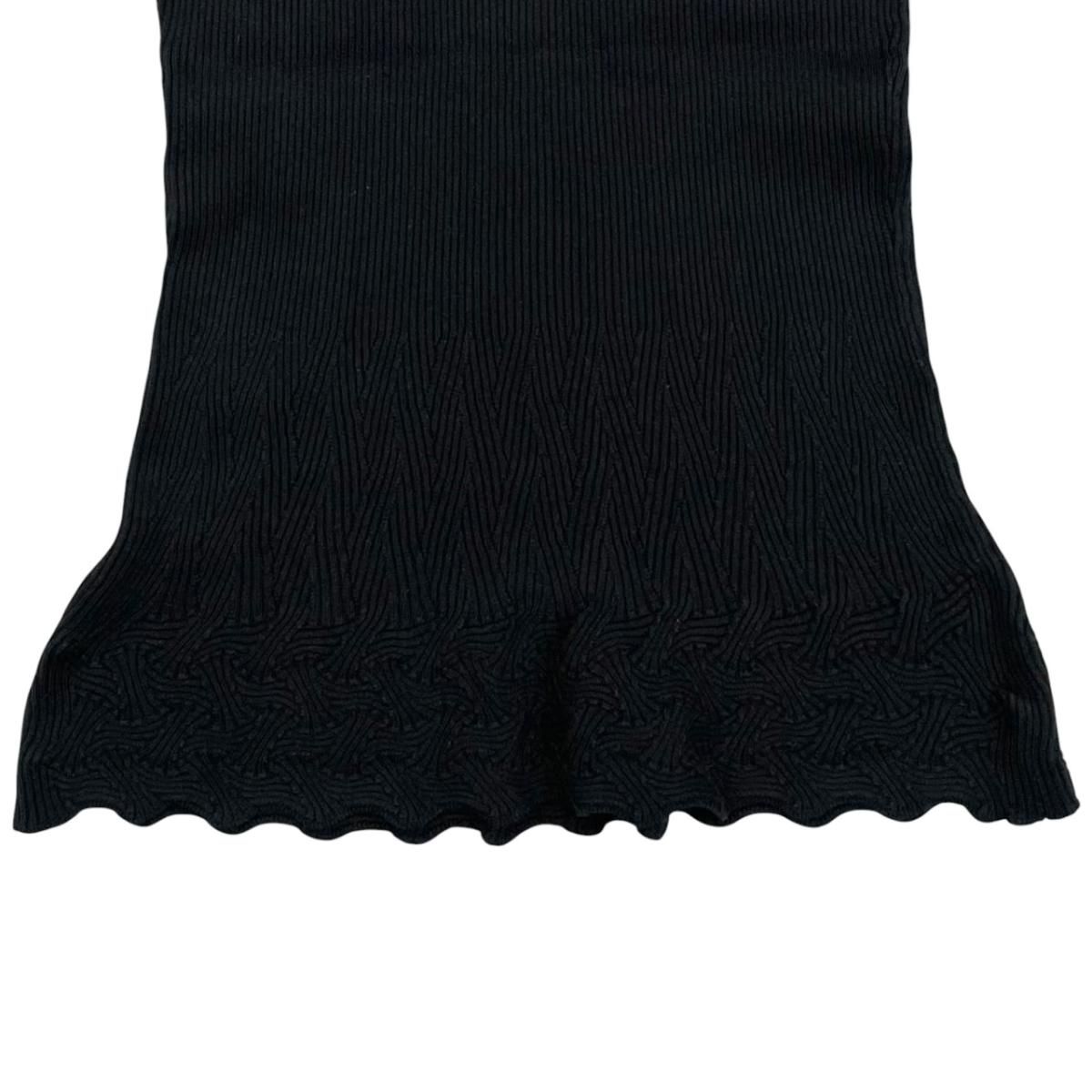 Chanel Short Sleeve Sweater CC Logo Flare Summer Knit 40 Cotton Black — view 6