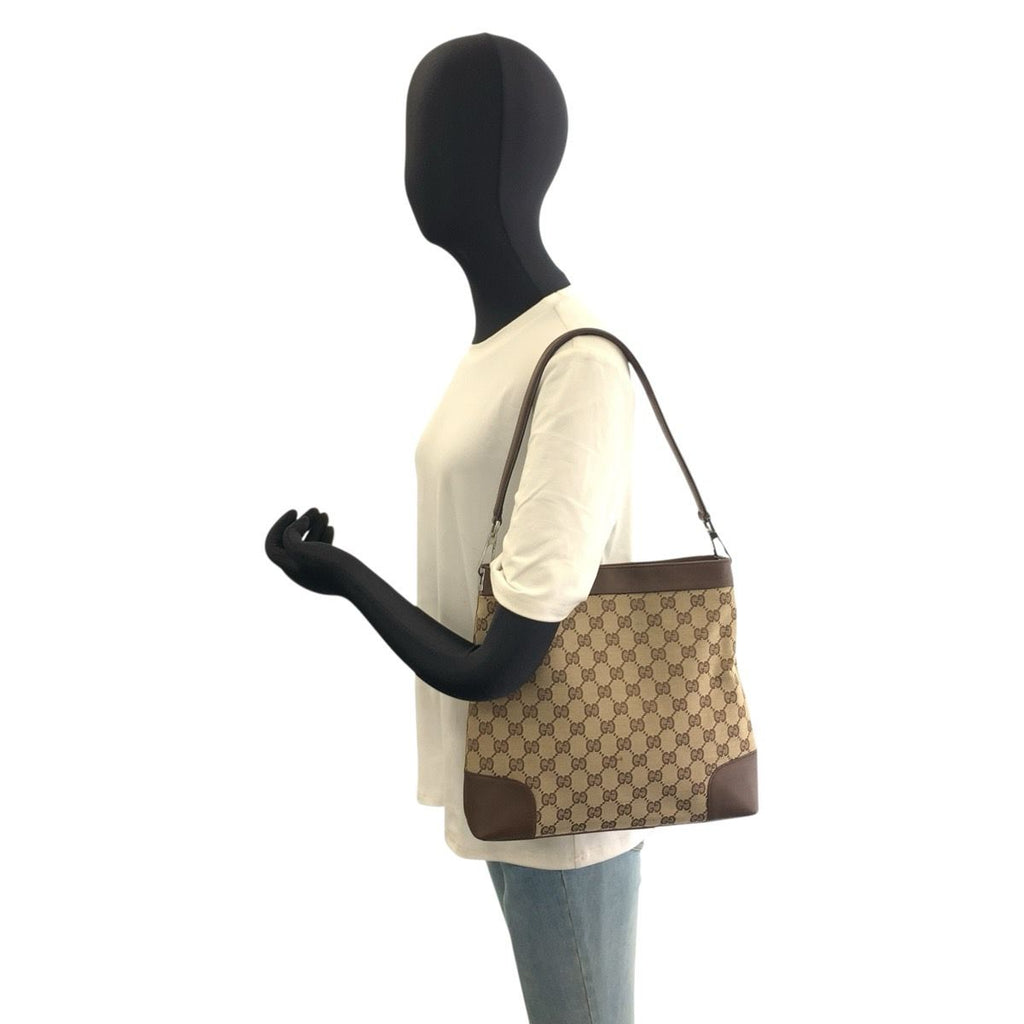 Gucci Brown Beige GG Canvas Leather Shoulder — view 7